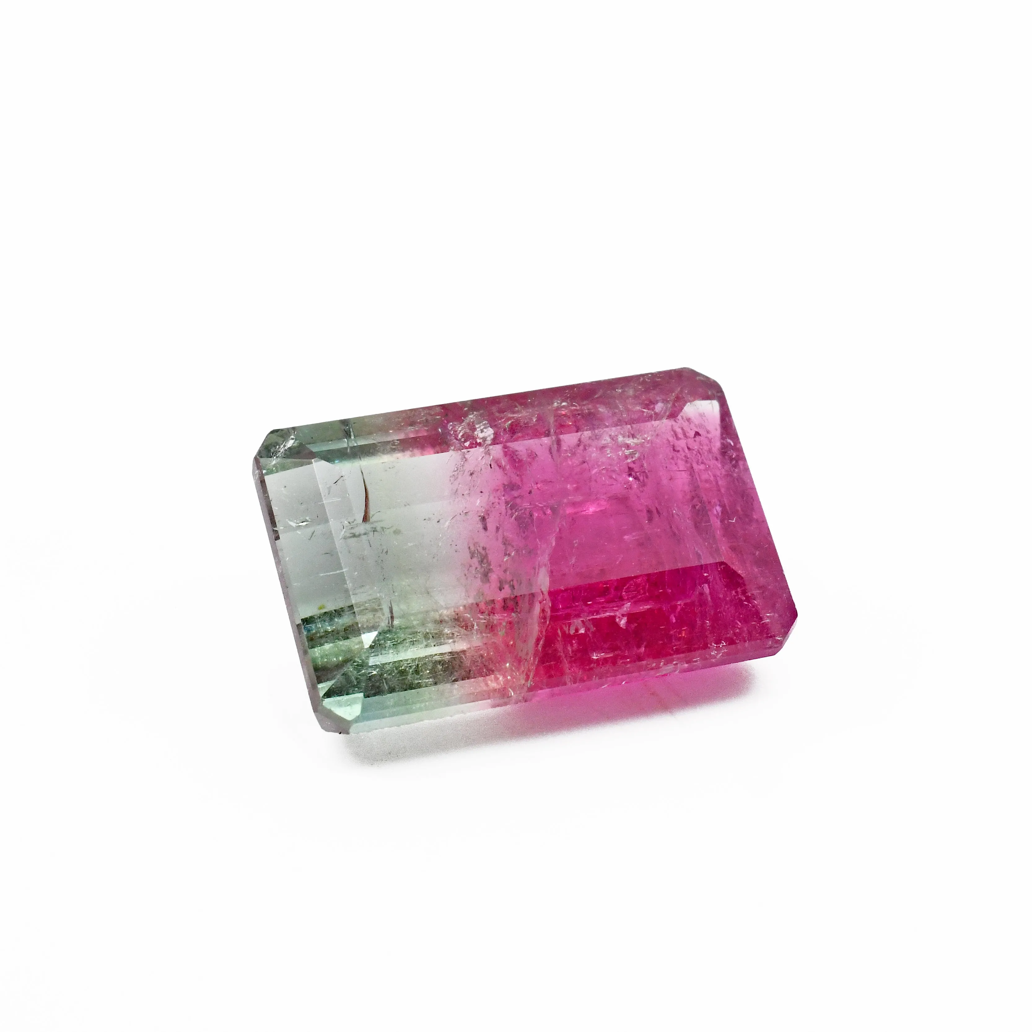Pink and Green Bi Color Tourmaline 17.9mm 15.5ct Faceted Gemstone - Brazil