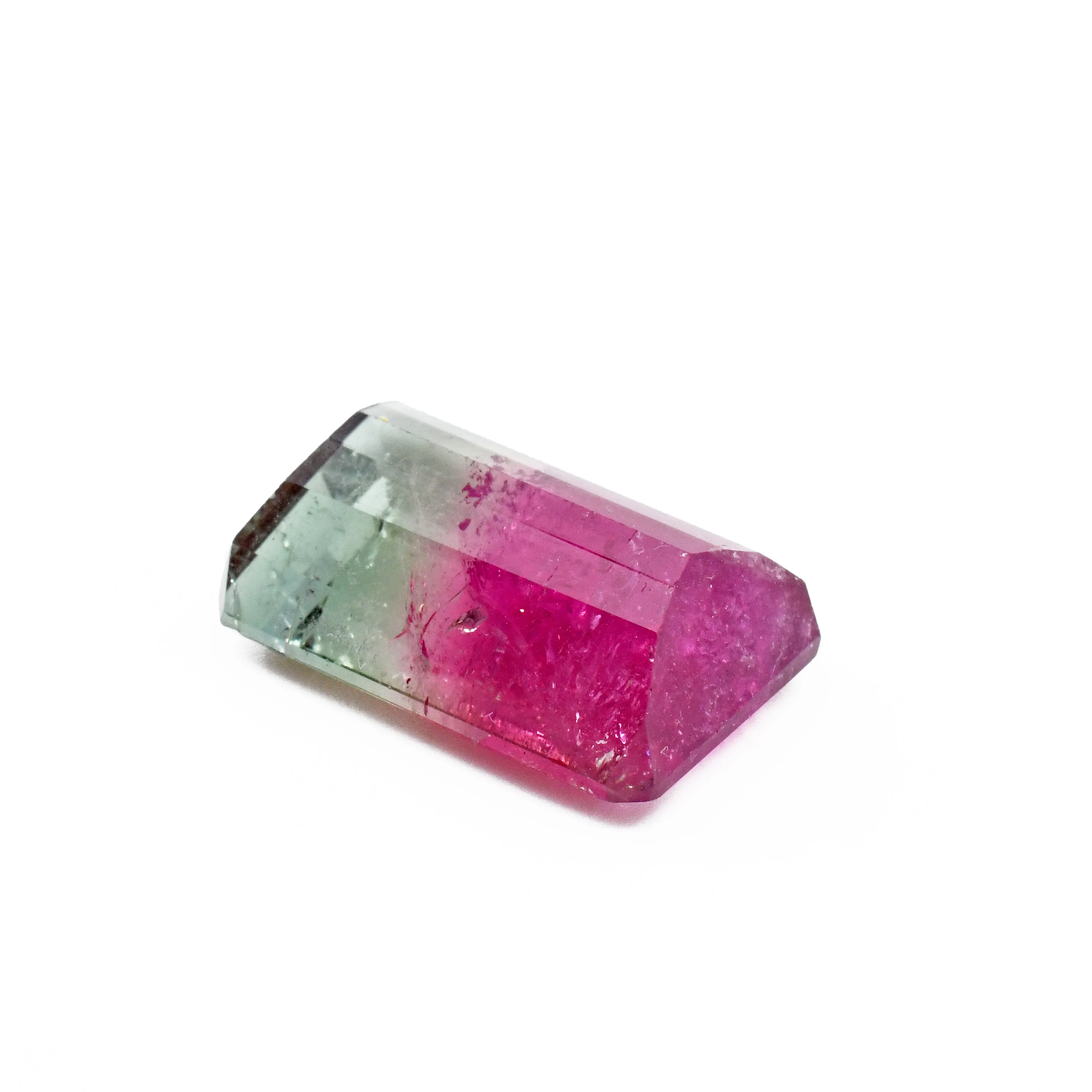 Pink and Green Bi Color Tourmaline 17.9mm 15.5ct Faceted Gemstone - Brazil