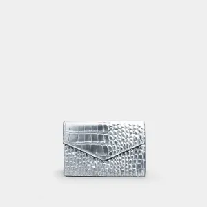 Pouch embossed croc silver