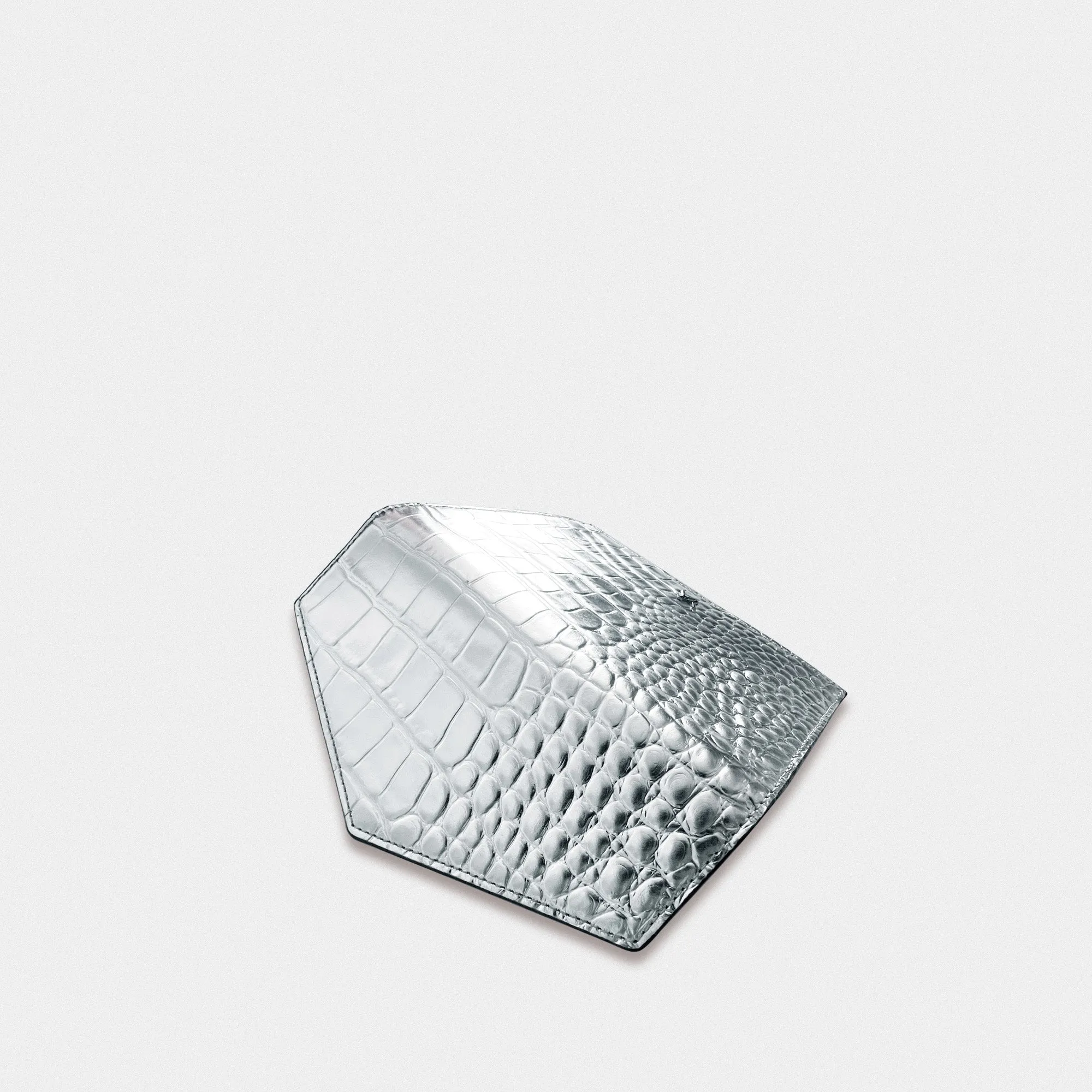 Pouch embossed croc silver