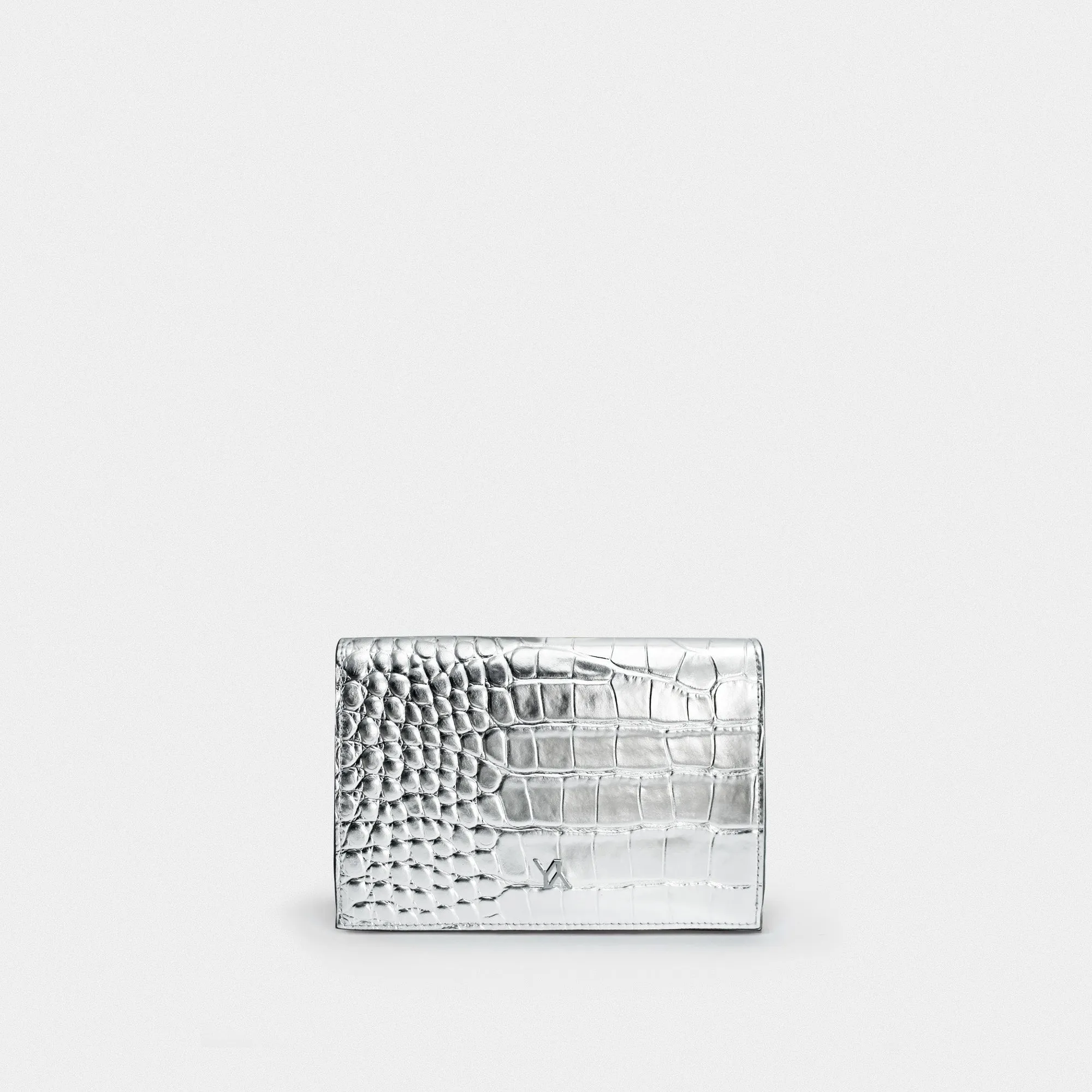 Pouch embossed croc silver