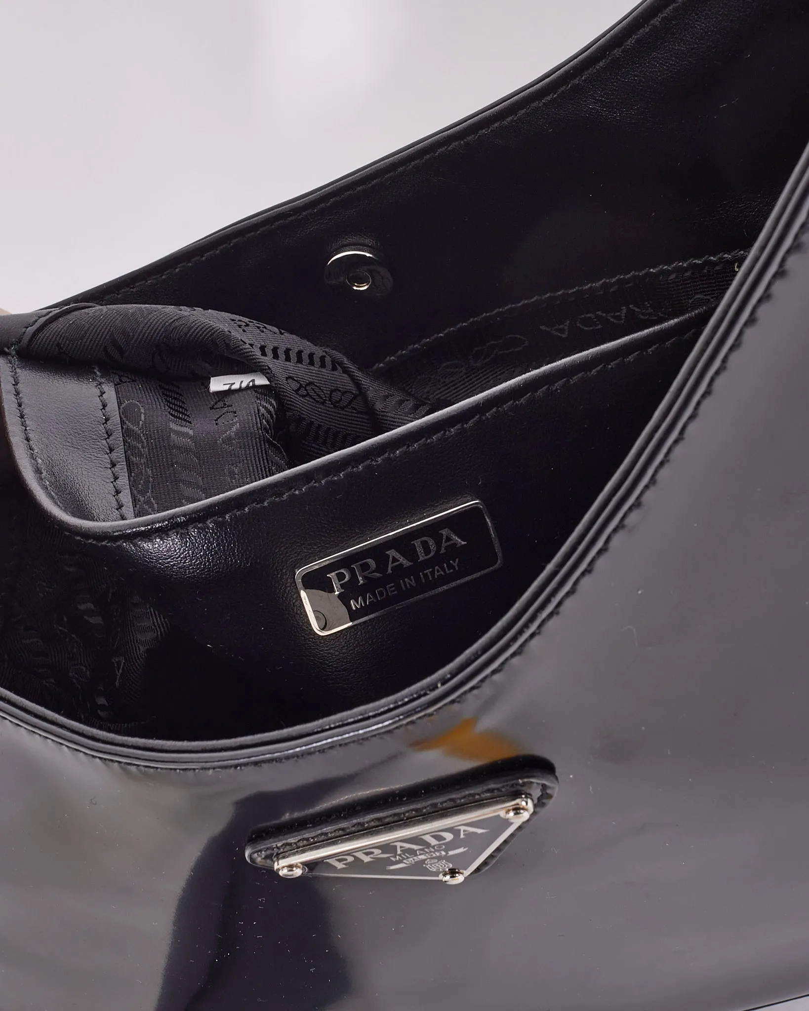 Prada Black Brushed Leather Cleo Shoulder Bag