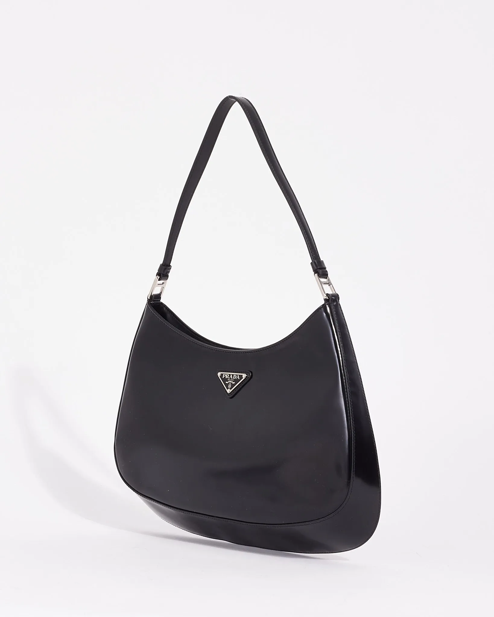Prada Black Brushed Leather Cleo Shoulder Bag