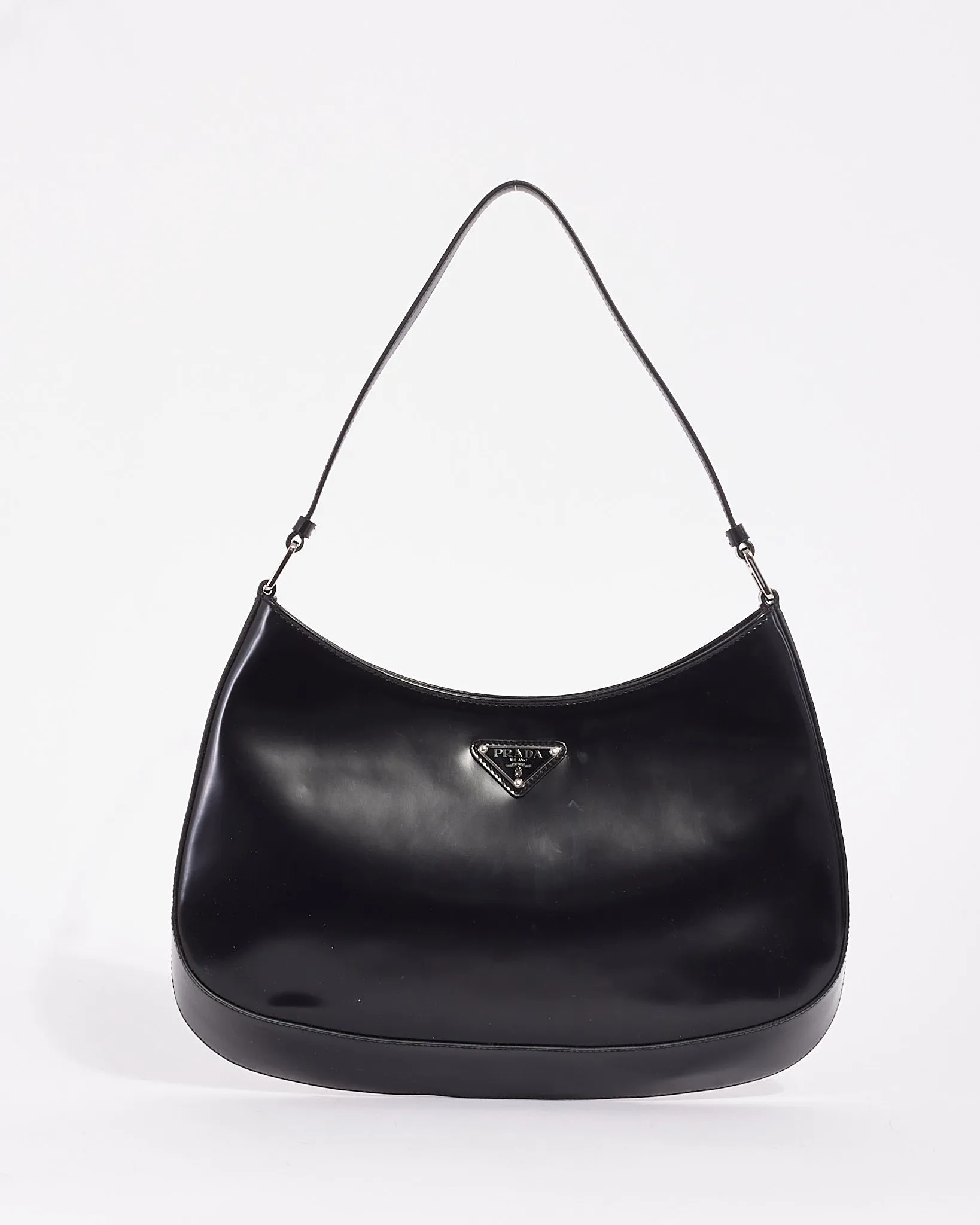Prada Black Brushed Leather Cleo Shoulder Bag