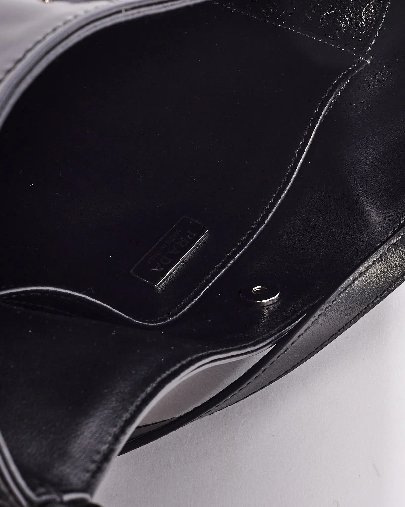Prada Black Brushed Leather Cleo Shoulder Bag
