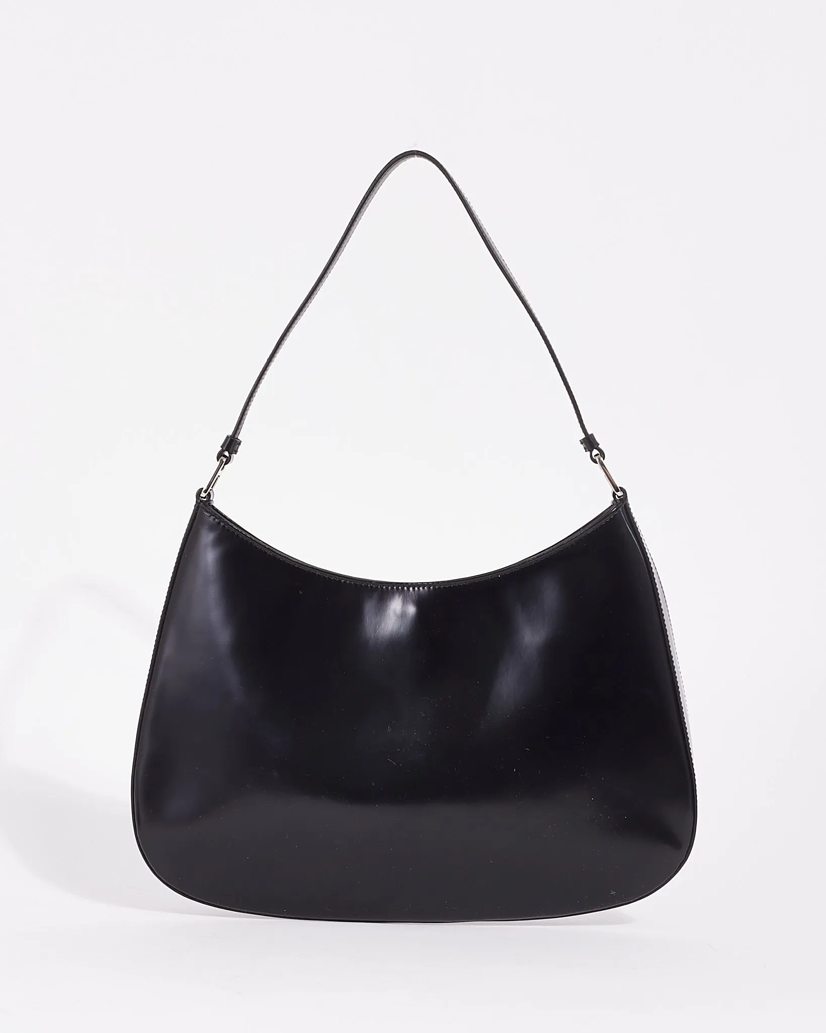 Prada Black Brushed Leather Cleo Shoulder Bag