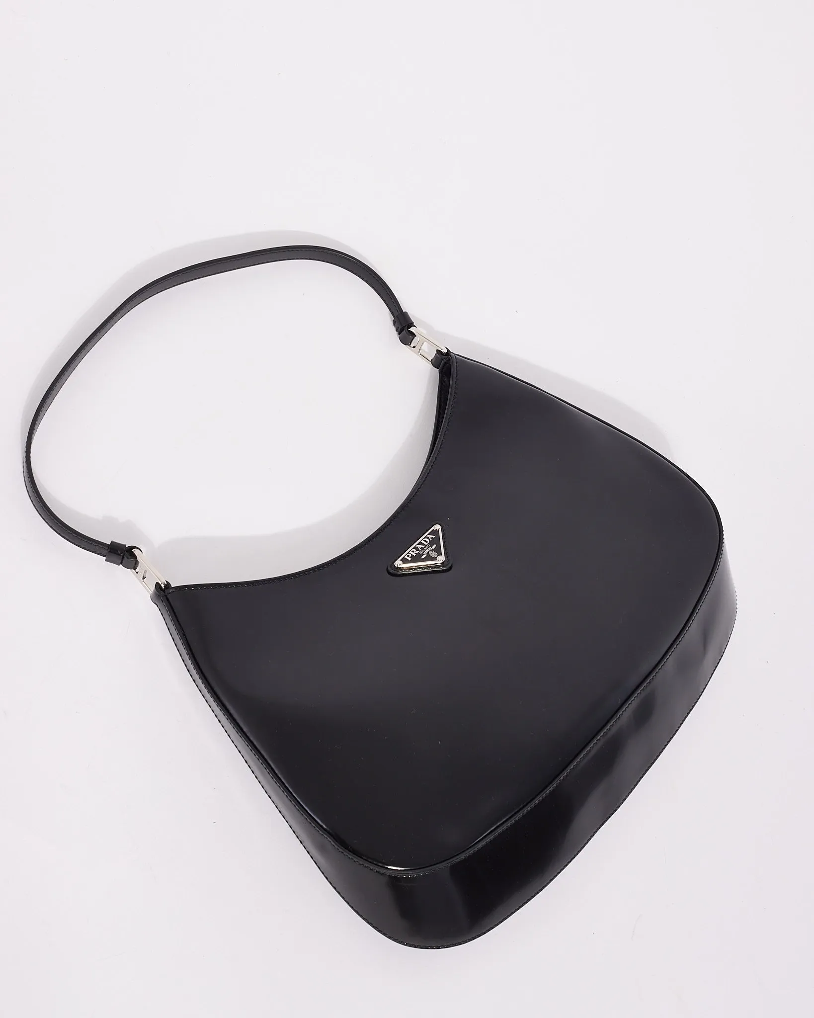 Prada Black Brushed Leather Cleo Shoulder Bag