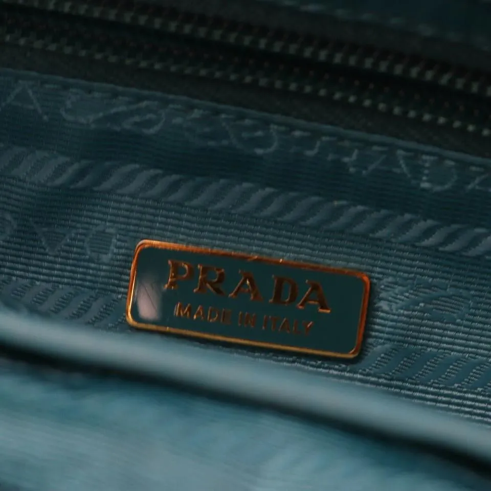 Prada Blue Nylon Tessuto Bow Logo ConvertibleTote Bag 863124