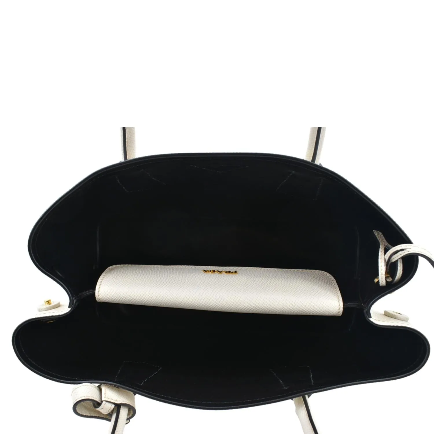 PRADA Medium Double Saffiano Leather Crossbody Bag White  - Hot Deals