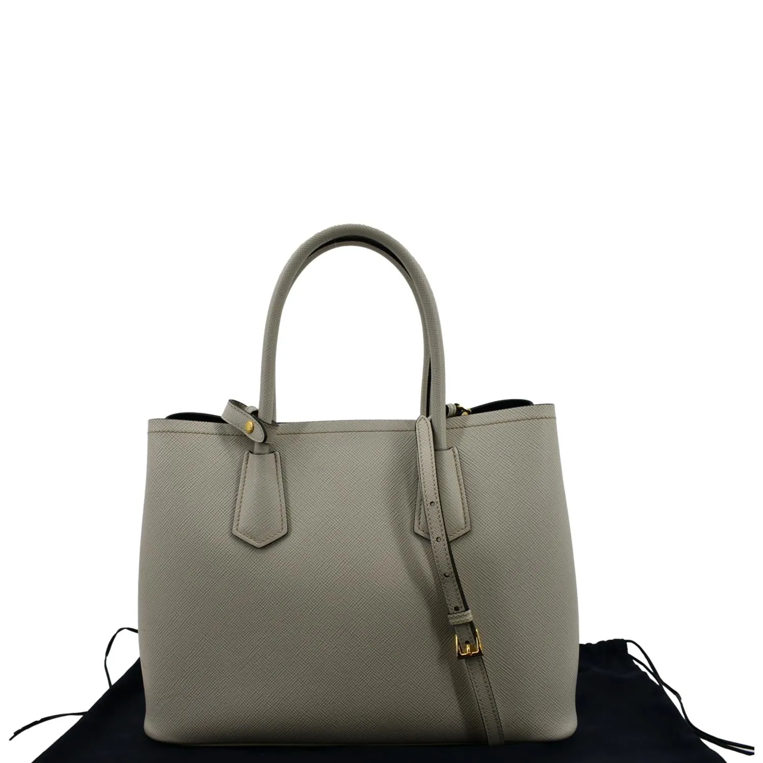 PRADA Medium Double Saffiano Leather Crossbody Bag White  - Hot Deals