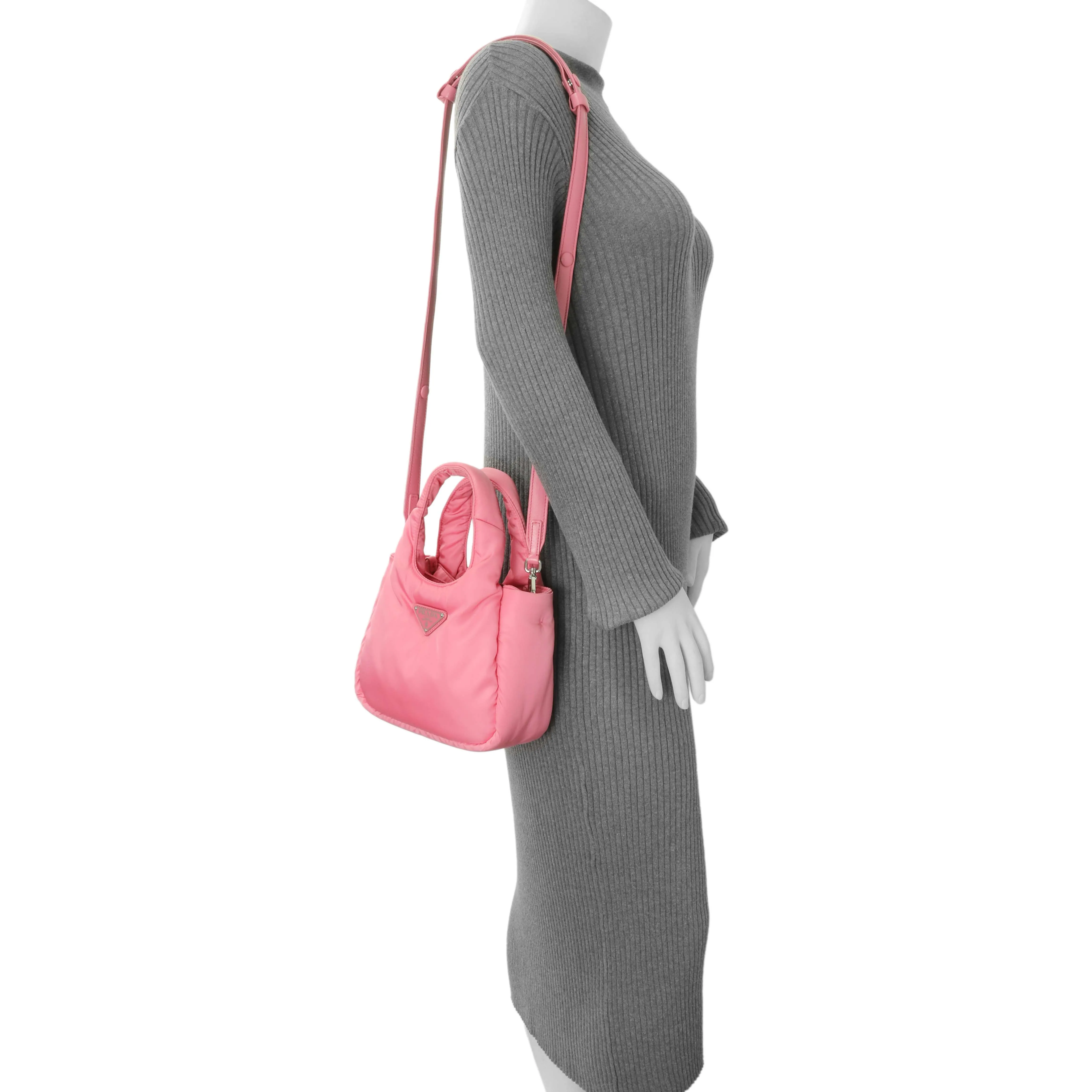 Prada Pink Re-Nylon Mini Padded Soft Tote