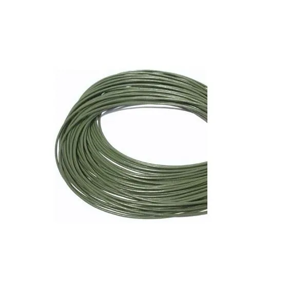 Premium Greek Round Natural Leather Cord - Olive [EOL]