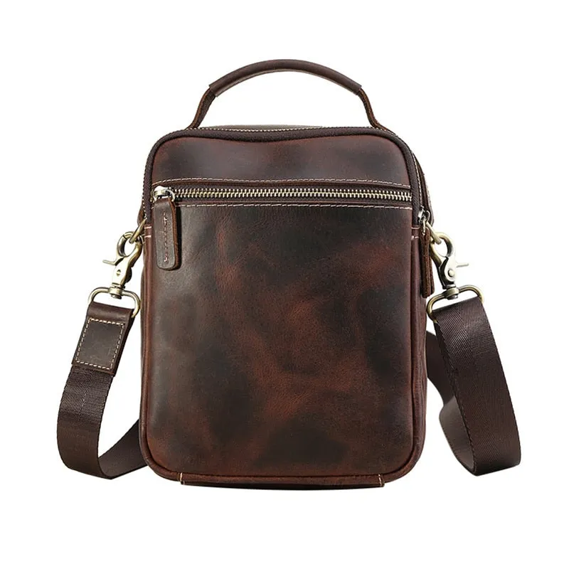 Preppy Multi-Pocket Leather Messenger Bag Shoulder Bag Crossbody Bag