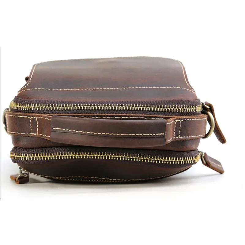 Preppy Multi-Pocket Leather Messenger Bag Shoulder Bag Crossbody Bag