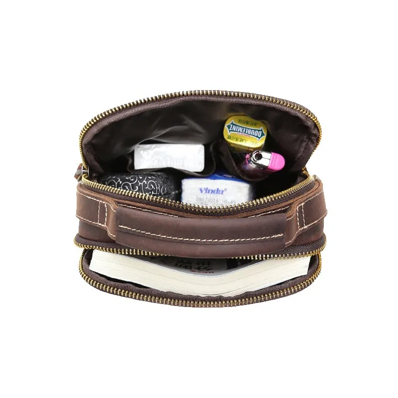 Preppy Multi-Pocket Leather Messenger Bag Shoulder Bag Crossbody Bag