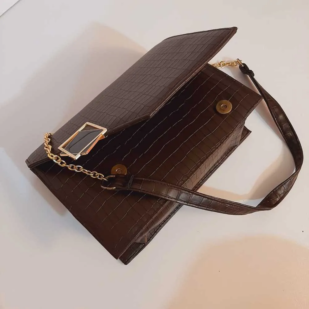 PU Leather Handbag - Chocolate - B03