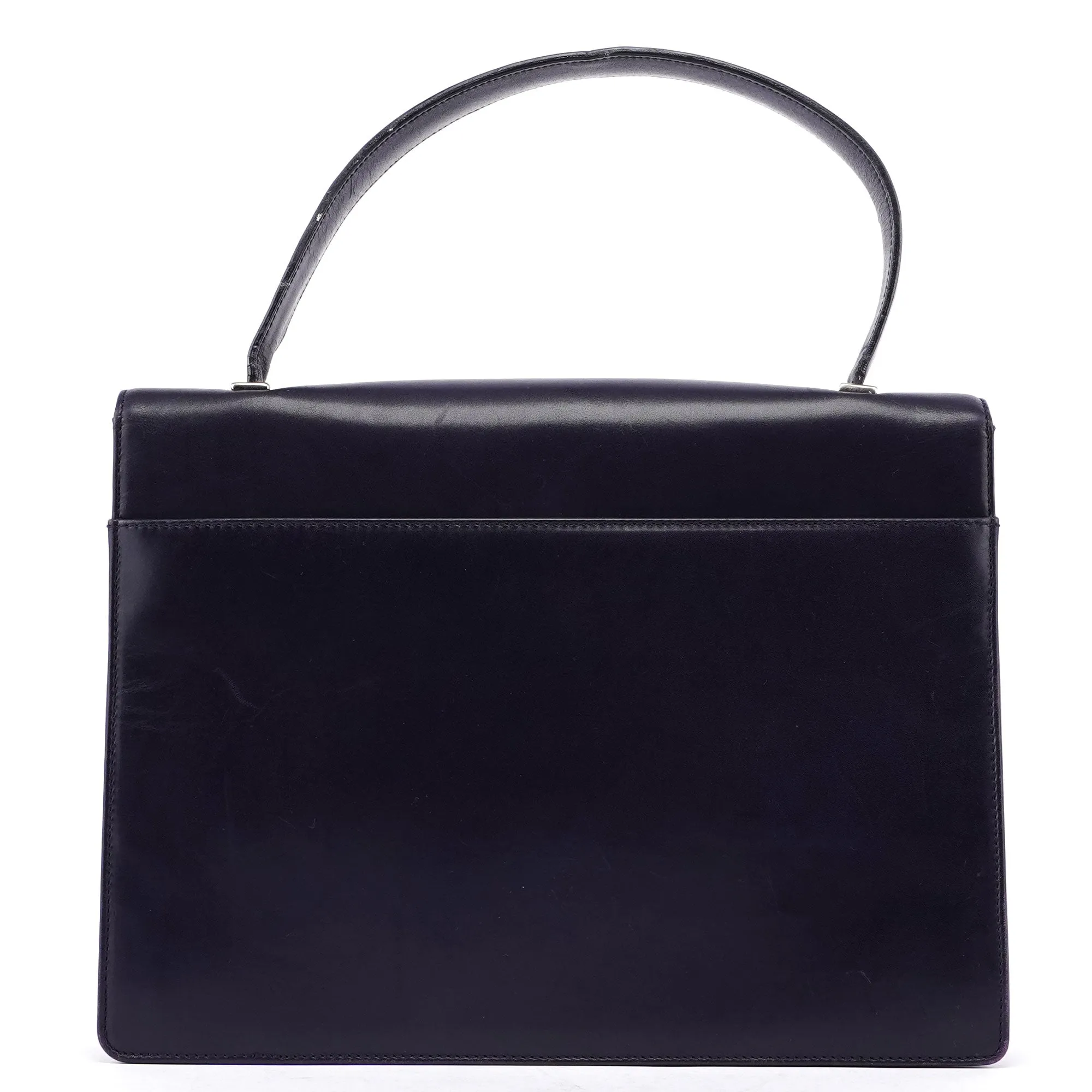 Purple Calfskin Top Handle Flap Bag