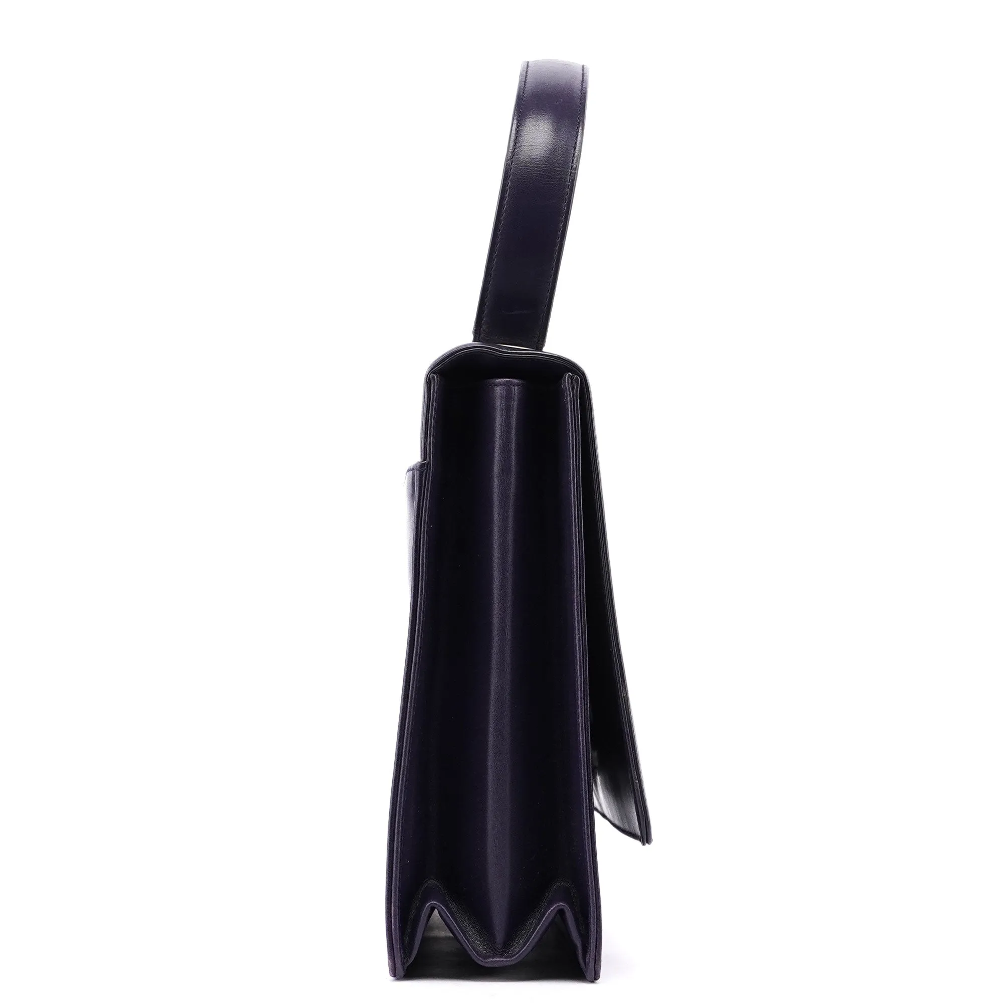 Purple Calfskin Top Handle Flap Bag