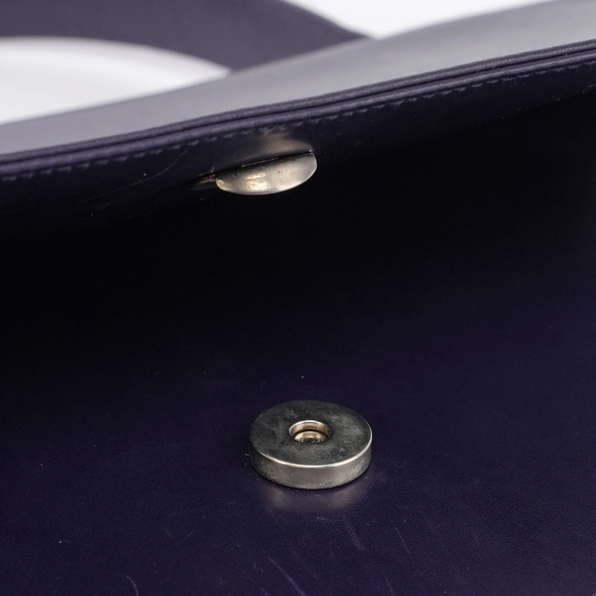 Purple Calfskin Top Handle Flap Bag