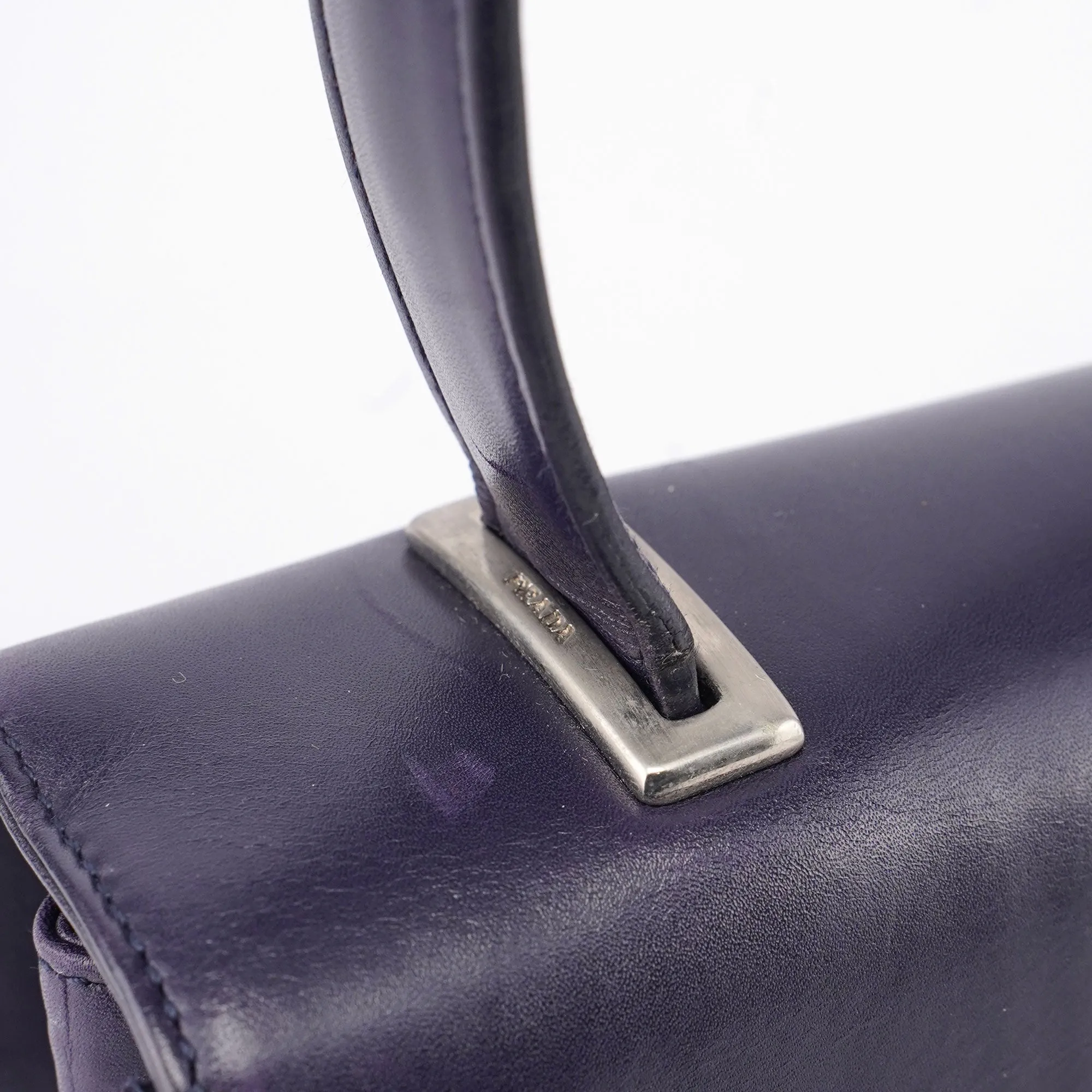 Purple Calfskin Top Handle Flap Bag