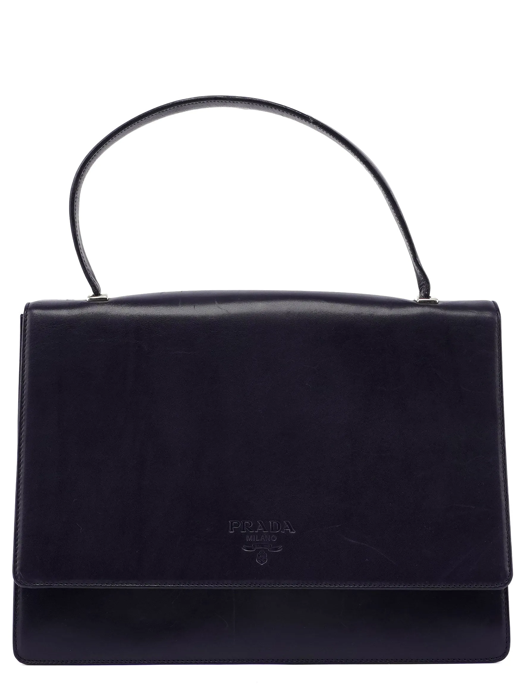 Purple Calfskin Top Handle Flap Bag