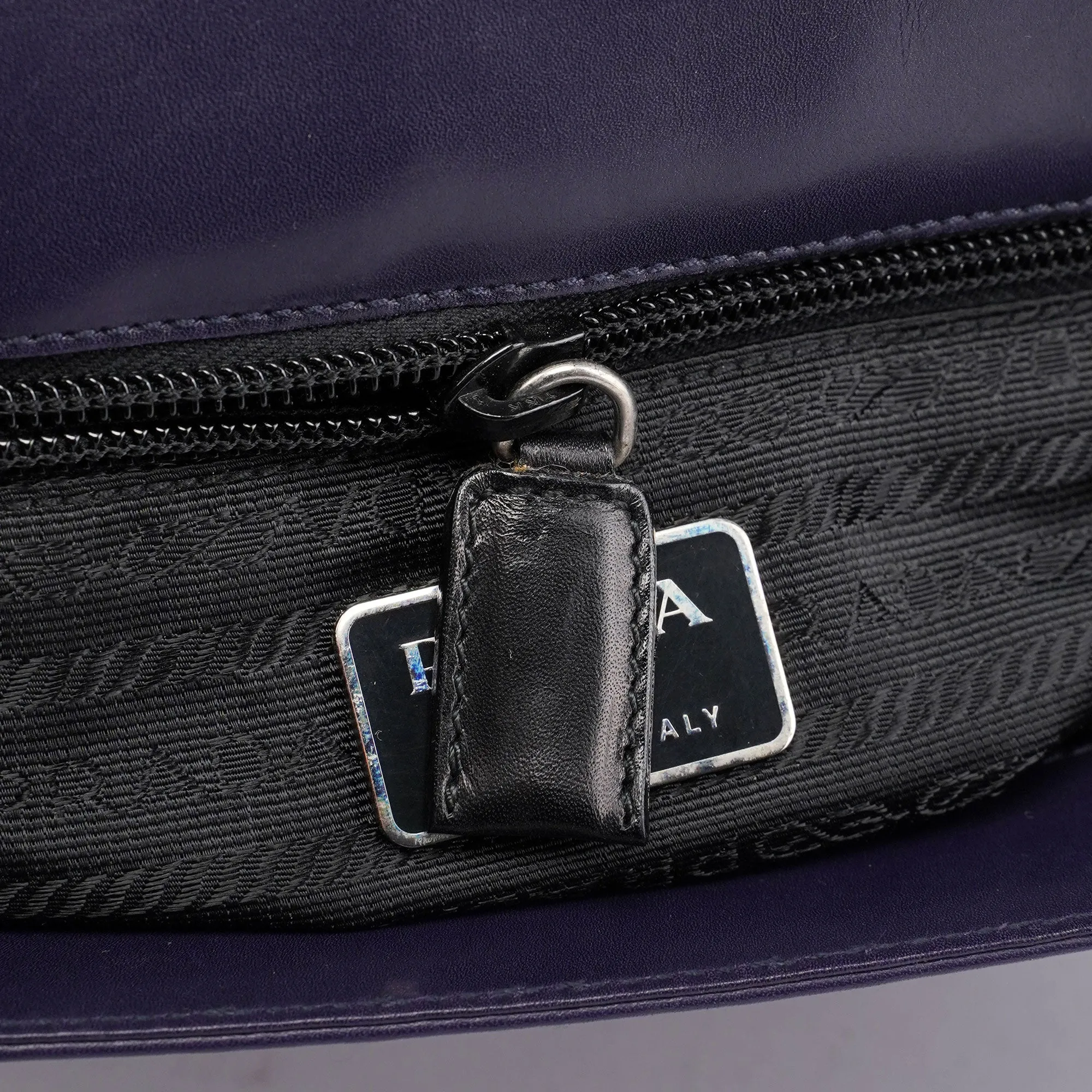 Purple Calfskin Top Handle Flap Bag