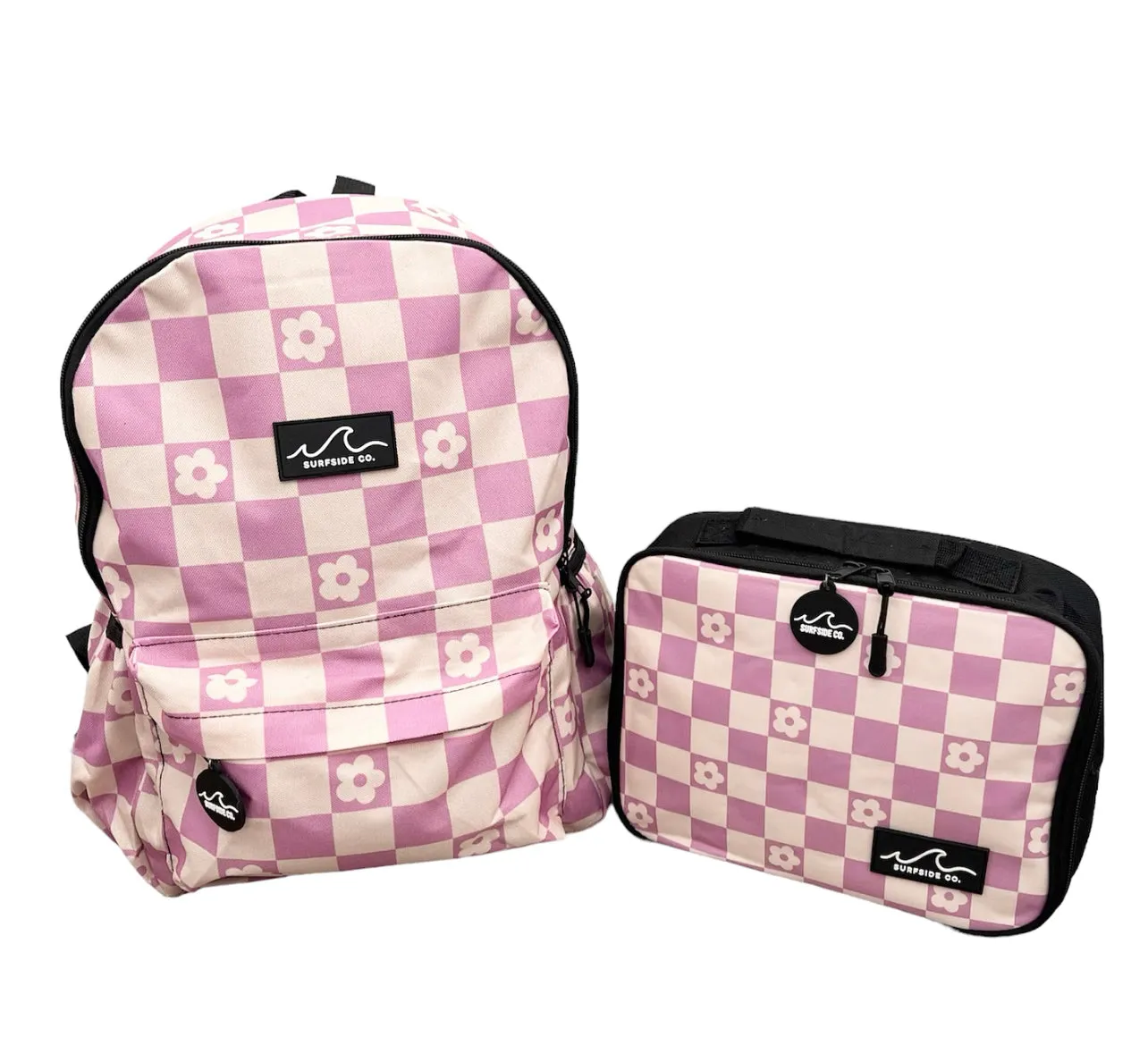 Purple Floral Check Backpack/Lunch Bag