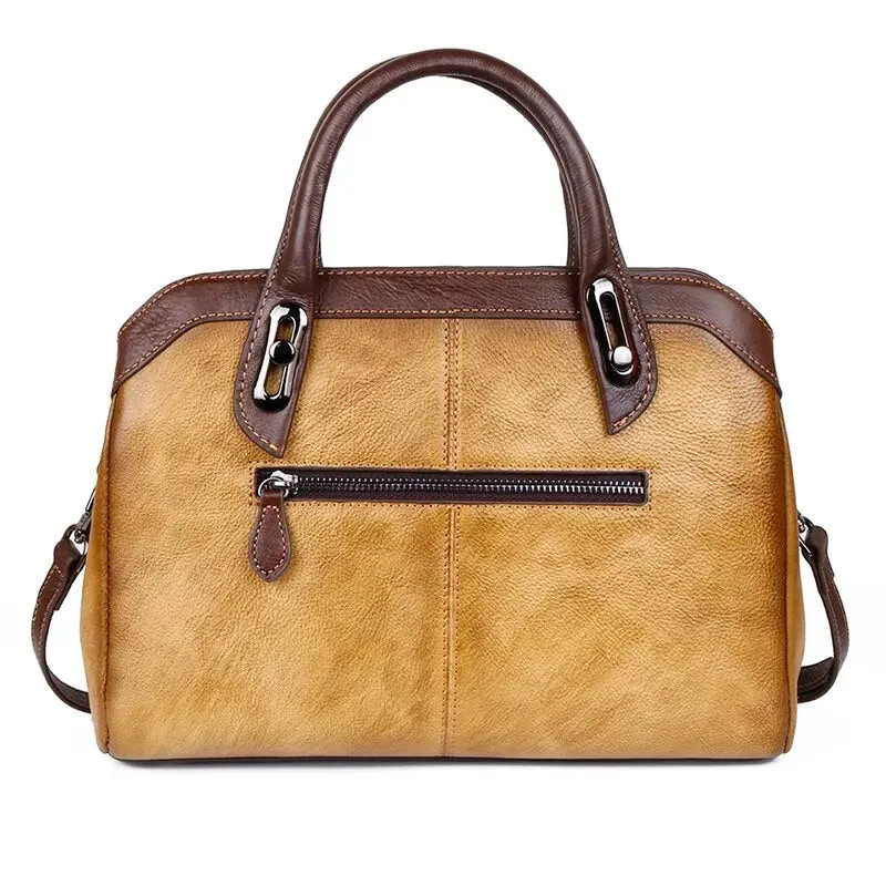 Queen Victoria Embossed Leather Satchel Shoulder Bag for Women, One Size
