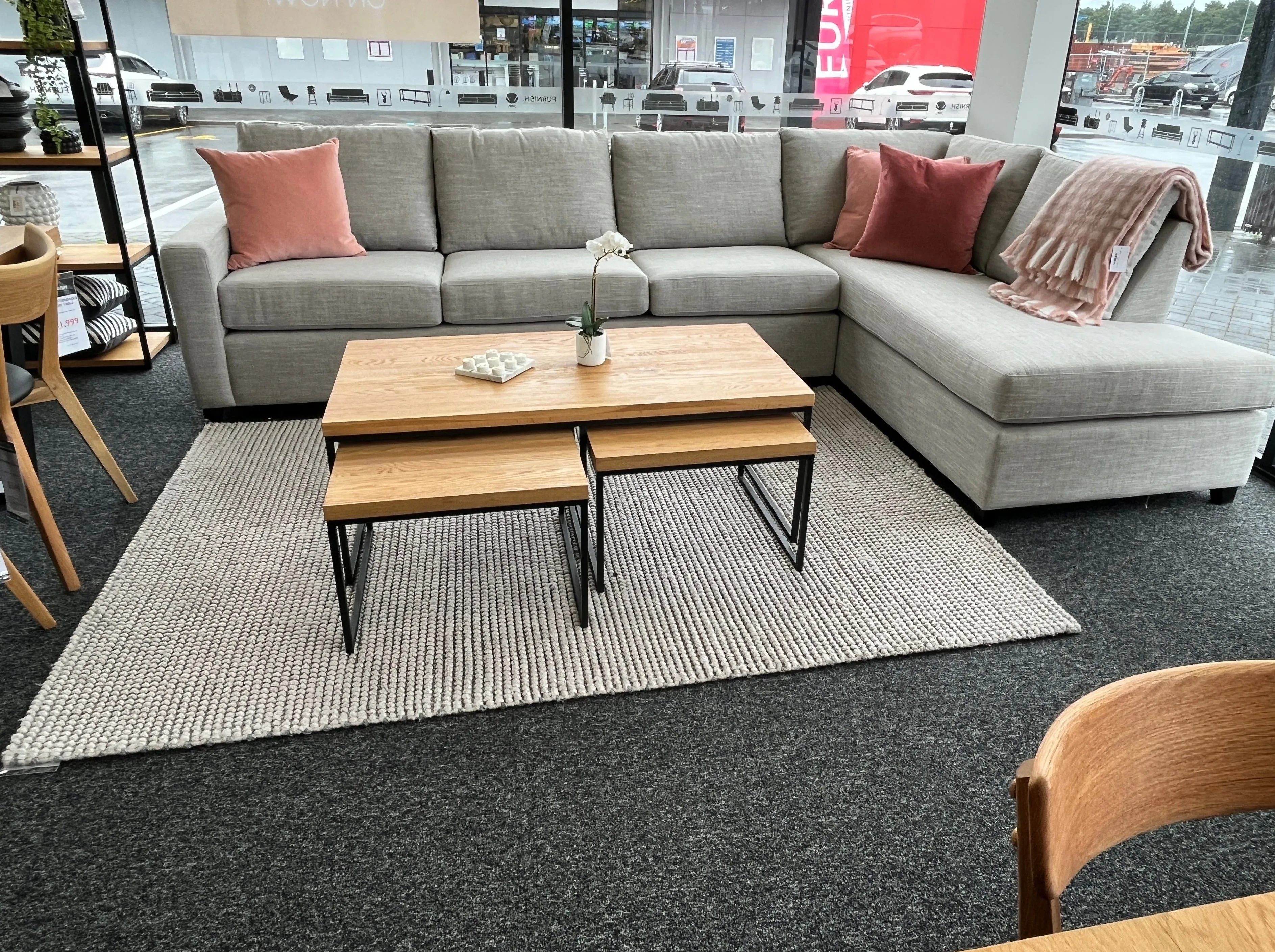 Raven 3.5 Seater   Cnr Ext Chaise - NZ Made - Massimo Pumice Fabric