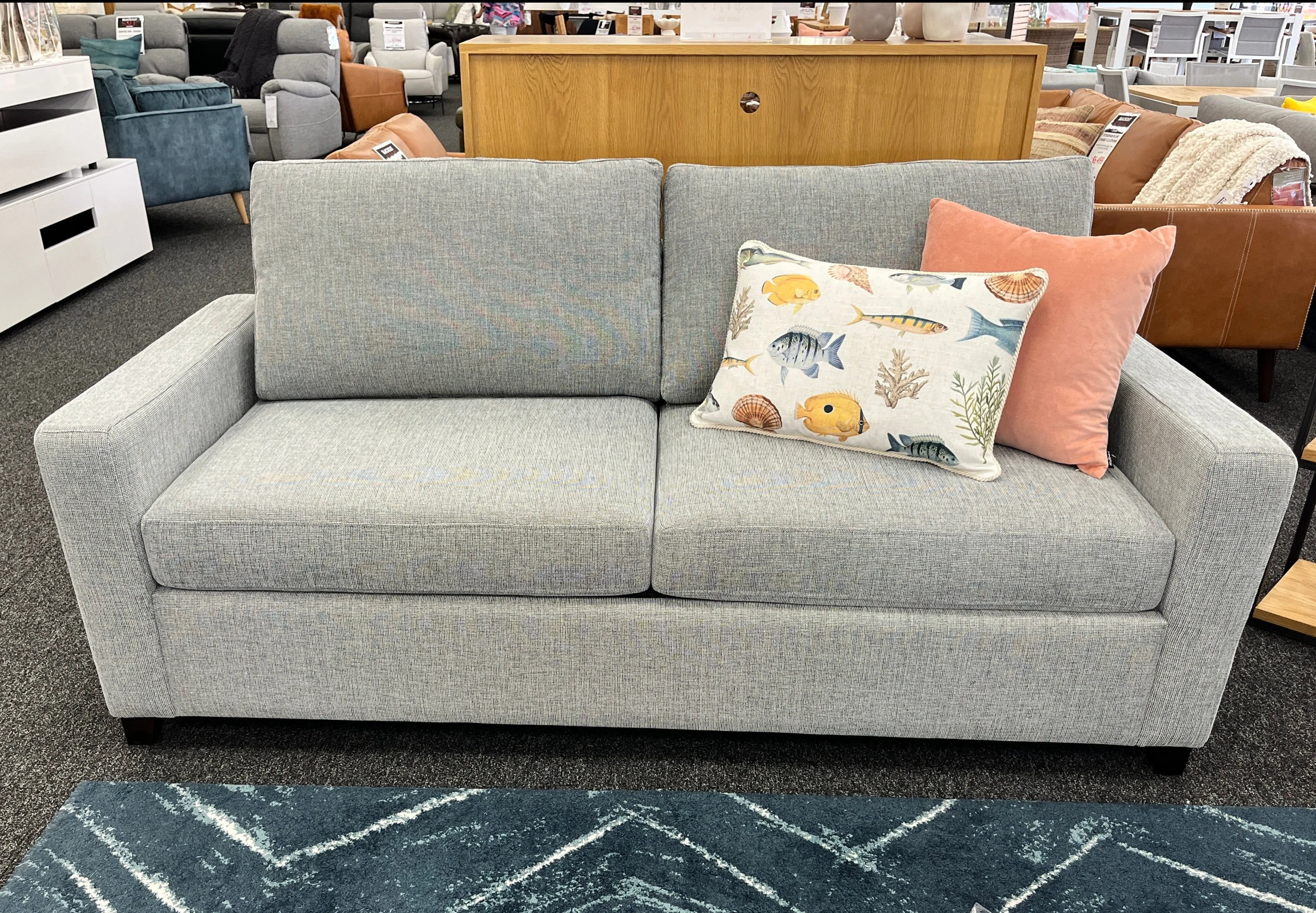 Raven Queen Bi-fold Sofa bed - NZ Made - Jake Cement Fabric E4