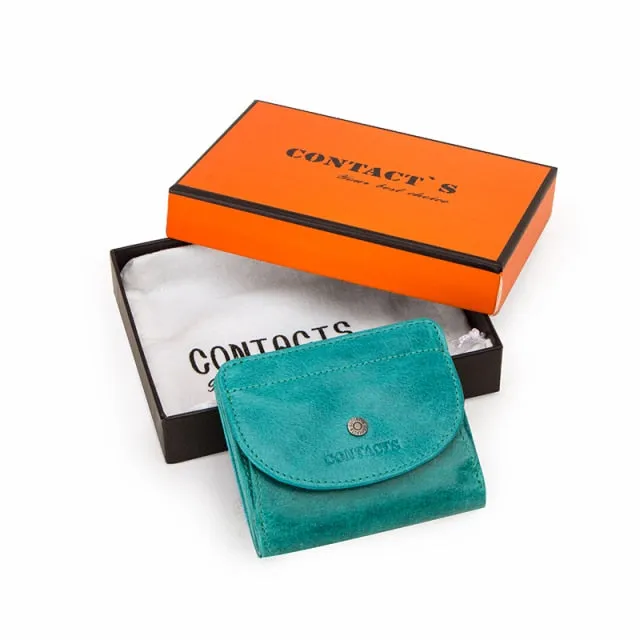 Realaiot Genuine Leather Fashion Small Wallet Women Female Coin Purse Short Rfid Card Holder Wallets for Women Portfel Damski