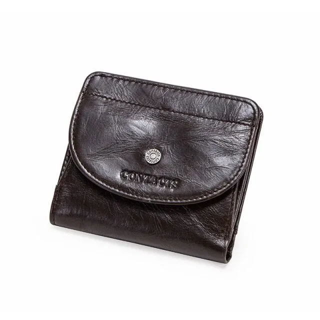 Realaiot Genuine Leather Fashion Small Wallet Women Female Coin Purse Short Rfid Card Holder Wallets for Women Portfel Damski