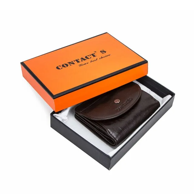 Realaiot Genuine Leather Fashion Small Wallet Women Female Coin Purse Short Rfid Card Holder Wallets for Women Portfel Damski