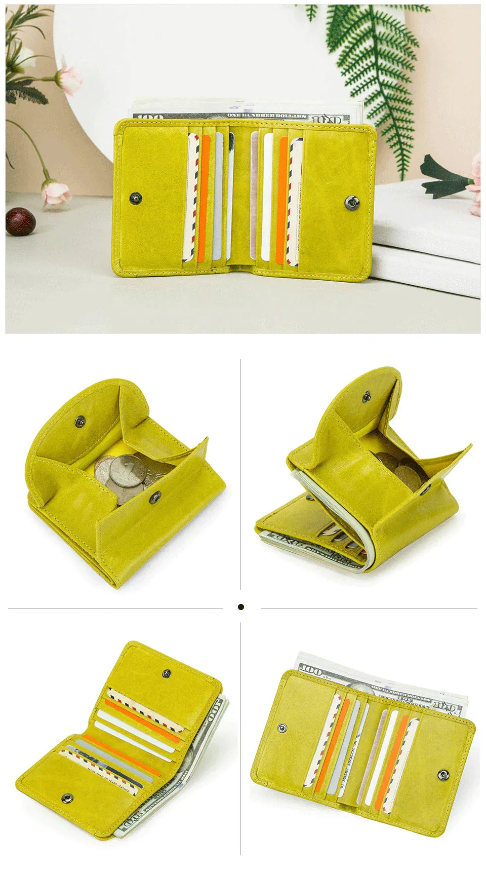 Realaiot Genuine Leather Fashion Small Wallet Women Female Coin Purse Short Rfid Card Holder Wallets for Women Portfel Damski