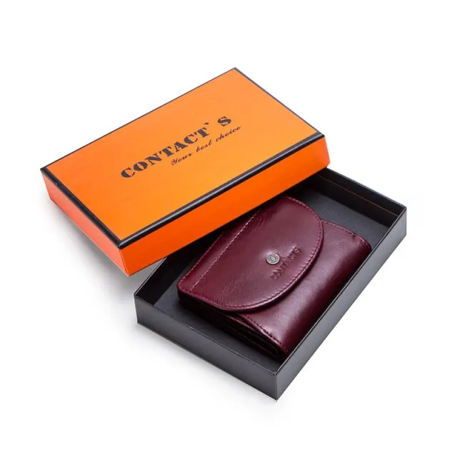 Realaiot Genuine Leather Fashion Small Wallet Women Female Coin Purse Short Rfid Card Holder Wallets for Women Portfel Damski