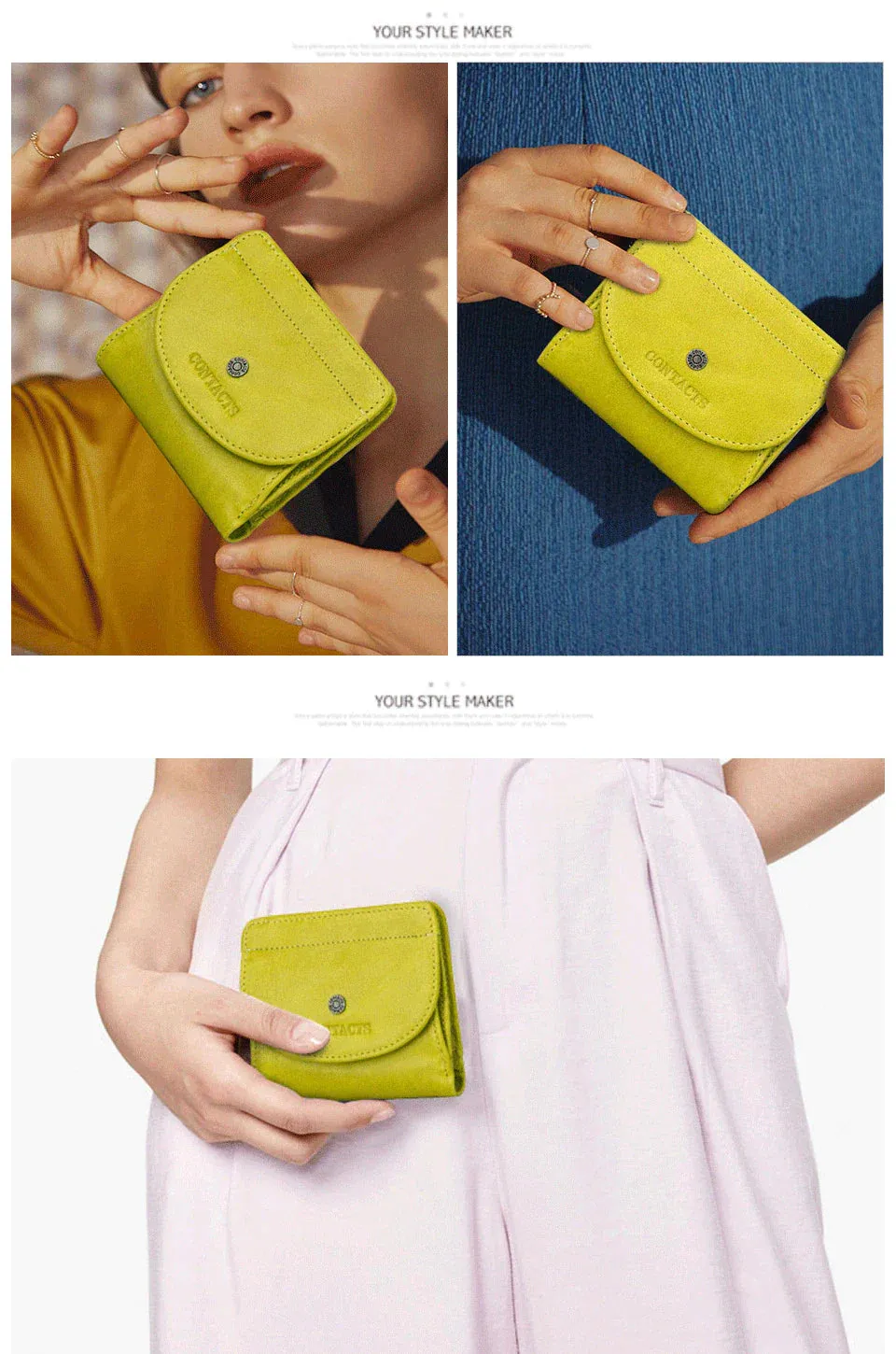 Realaiot Genuine Leather Fashion Small Wallet Women Female Coin Purse Short Rfid Card Holder Wallets for Women Portfel Damski