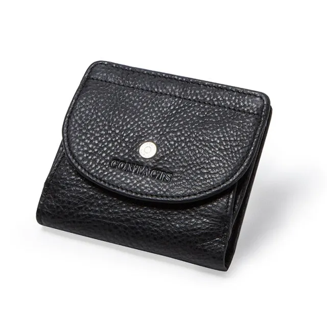 Realaiot Genuine Leather Fashion Small Wallet Women Female Coin Purse Short Rfid Card Holder Wallets for Women Portfel Damski