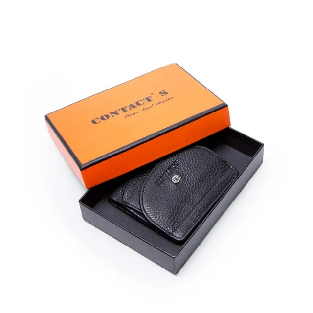 Realaiot Genuine Leather Fashion Small Wallet Women Female Coin Purse Short Rfid Card Holder Wallets for Women Portfel Damski