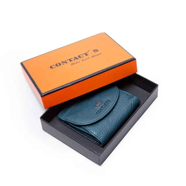 Realaiot Genuine Leather Fashion Small Wallet Women Female Coin Purse Short Rfid Card Holder Wallets for Women Portfel Damski