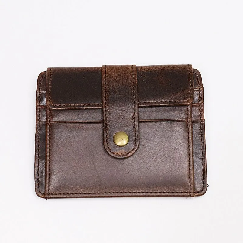 Realaiot Genuine Leather Wallet For Men Male Vintage Short Small Slim Men's Purse ID Credit Card Holder With Coin Pocket Money Bag