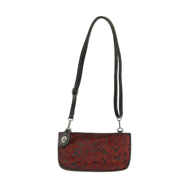 Red Fur Abstract Mini Crossbody Wristlet Clutch
