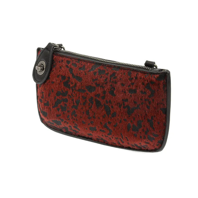 Red Fur Abstract Mini Crossbody Wristlet Clutch