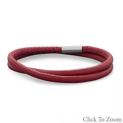 Red Italian Leather Wrap Bracelet