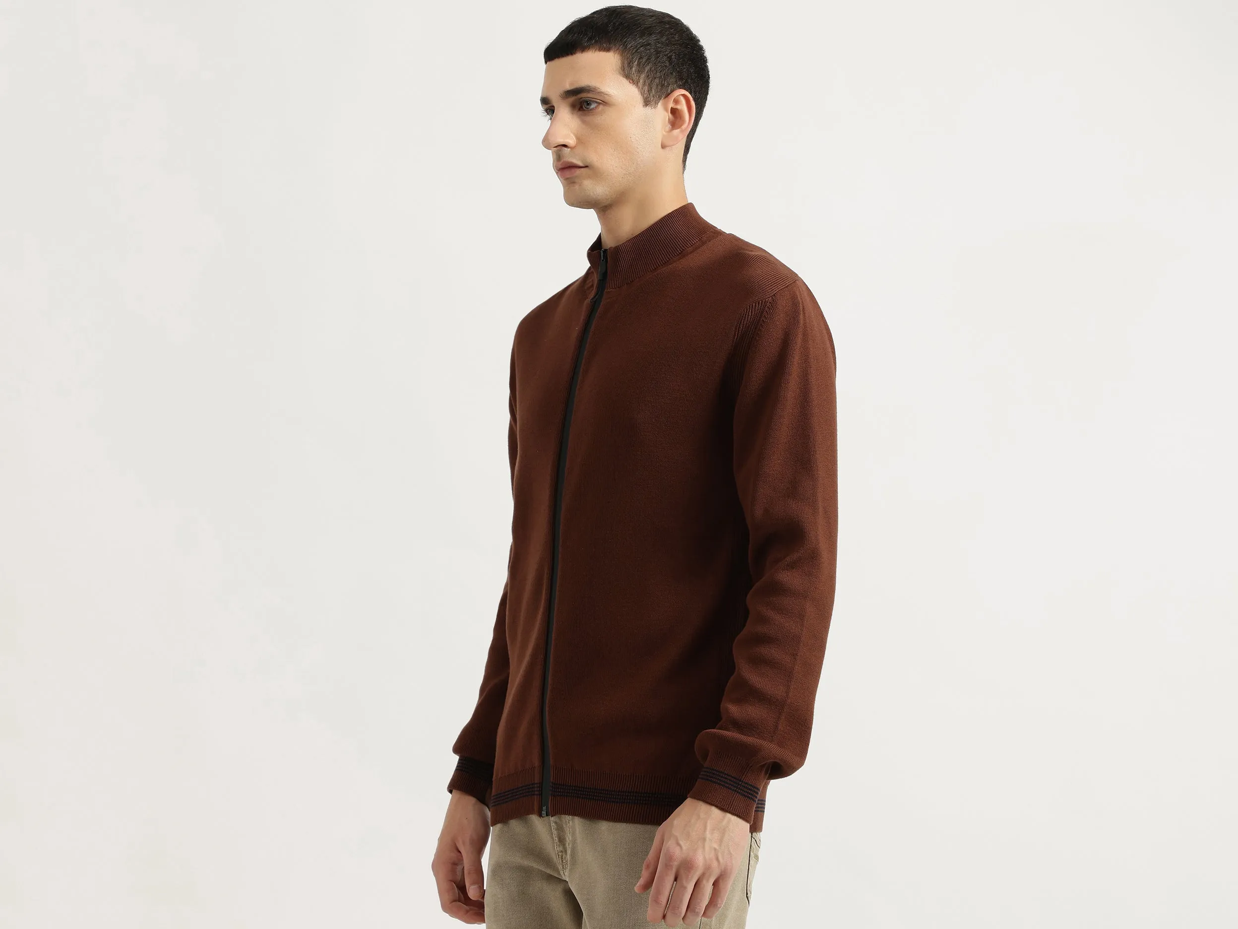 Regular Fit High Neck Solid Sweater