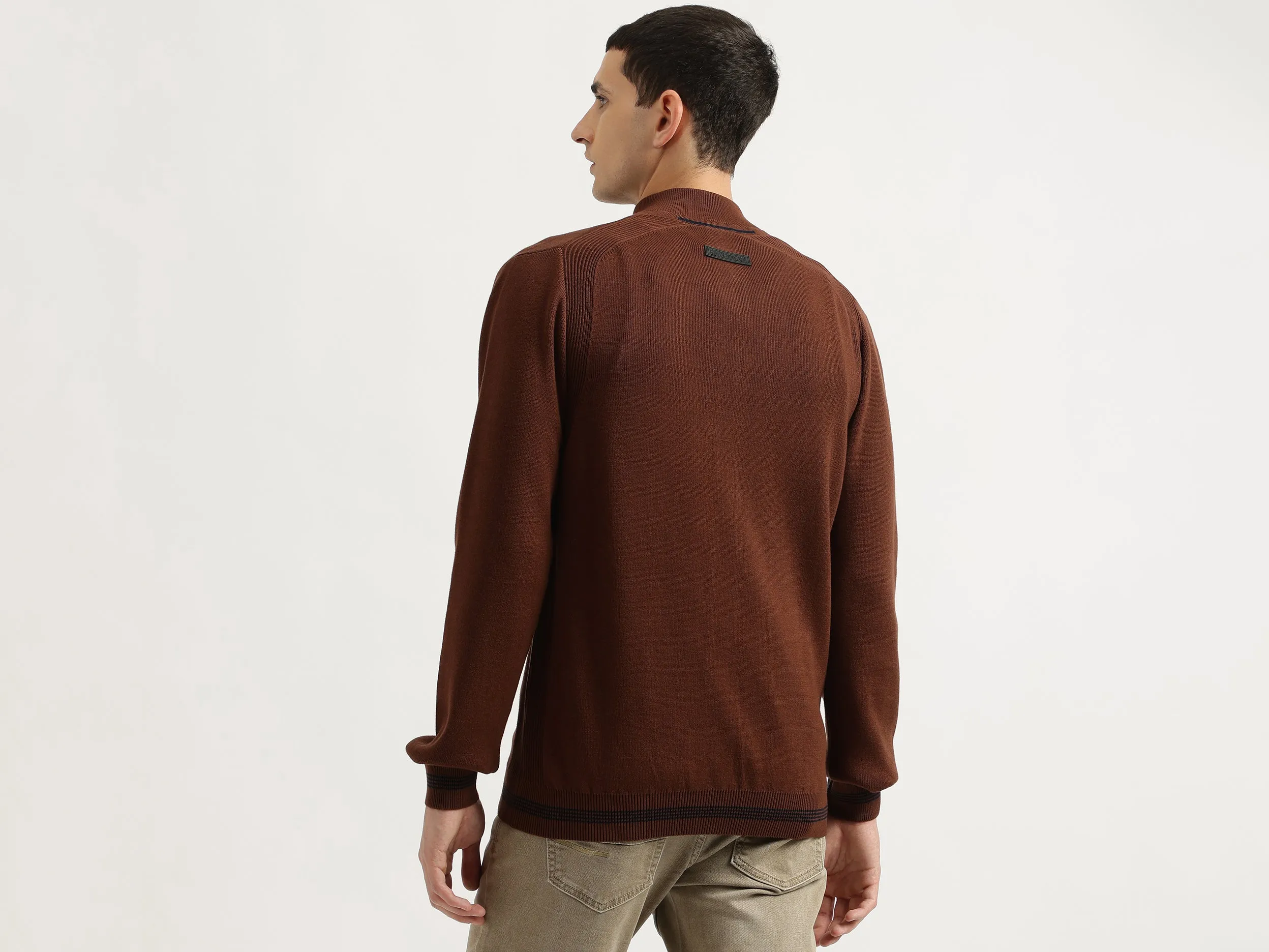 Regular Fit High Neck Solid Sweater