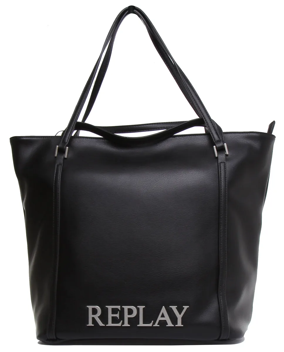 Replay Womens Shoulder Bag In Black