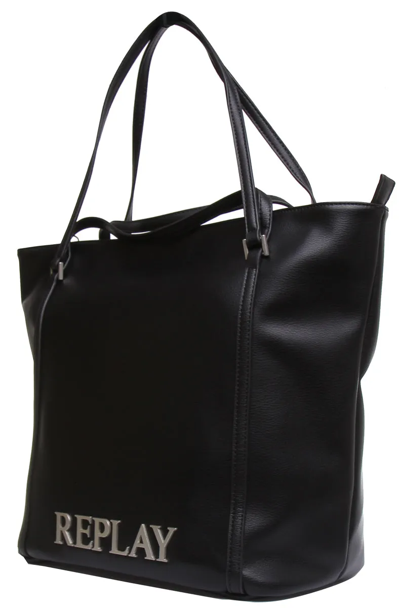 Replay Womens Shoulder Bag In Black