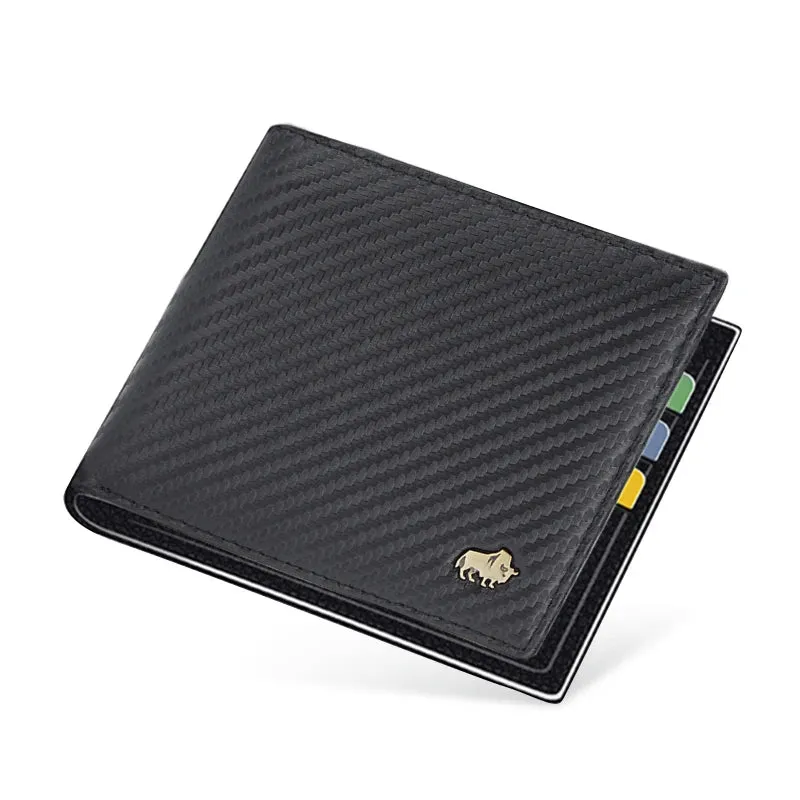 RFID Bifold Genuine Leather Men's Wallet with Coin Purse