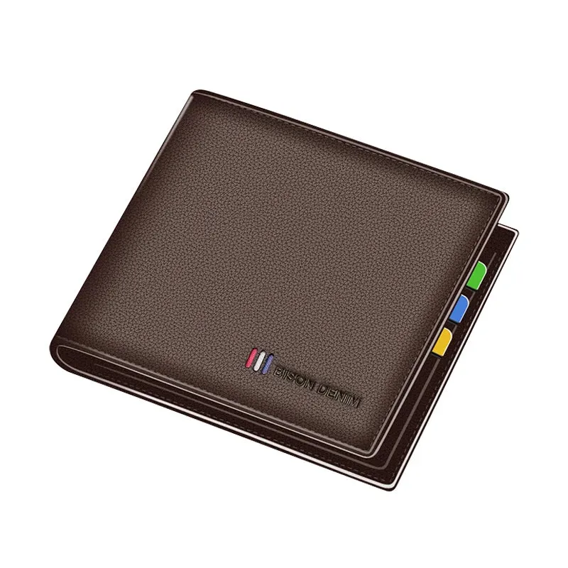RFID Bifold Genuine Leather Men's Wallet with Coin Purse