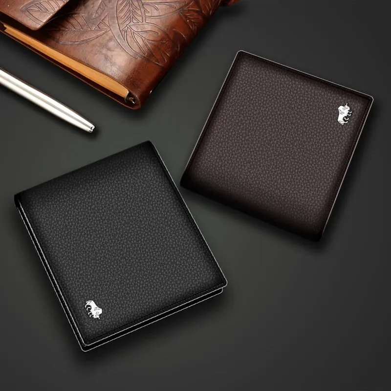 RFID Bifold Genuine Leather Men's Wallet with Coin Purse